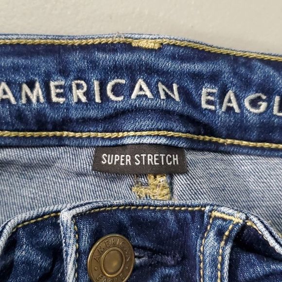 Curvy American Eagle Outfitters Blue Distressed Jeggings - Picture 6 of 8